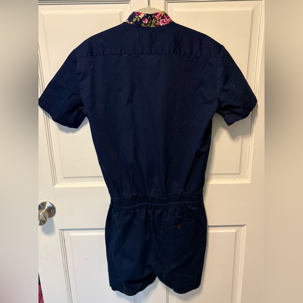 Romperjack navy floral cotton men’s romper shortall shorts m medium one piece - Picture 5 of 5